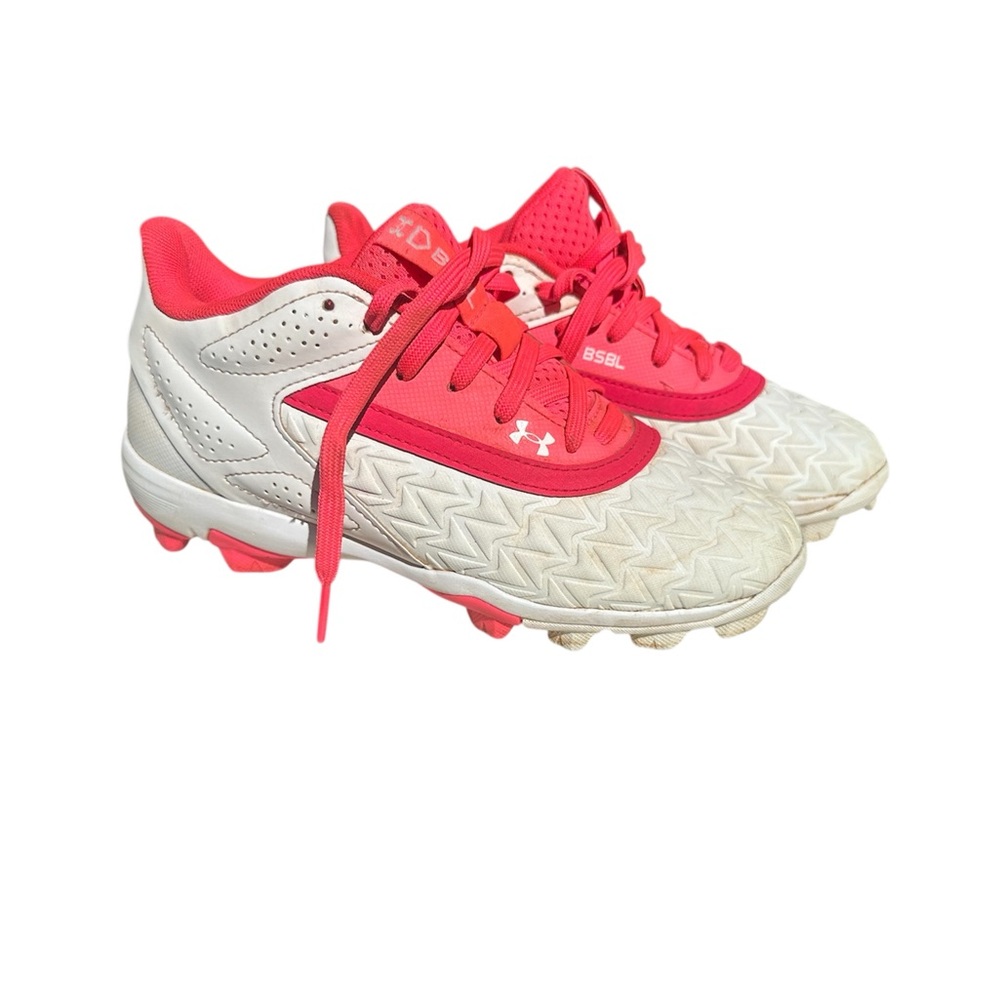 Under Armour Kids' Pink and White Baseball Cleats